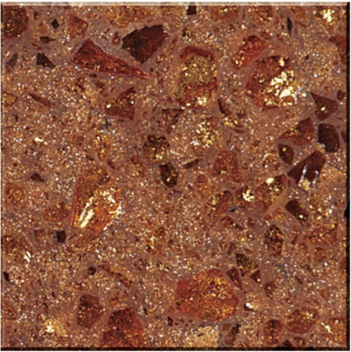 SS76 Crystal Shining Golden Prefab Quartz Countertops Commercial Bathroom Countertops