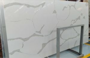 Popular Calacatta Faux Stone Slabs Quartz Jumbo Size Slabs