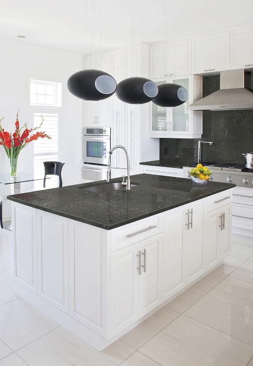 White Kitchen Gray Countertops