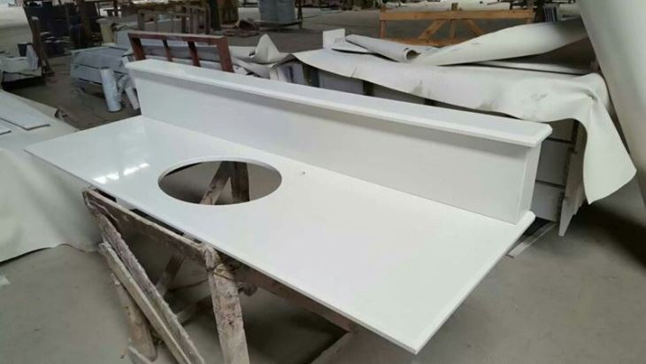 White Quartz Bathroom Vanity Top