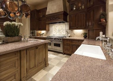 Brown Quartz Kitchen Countertops