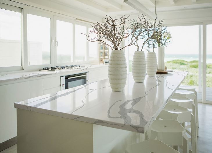 White Quartz Kitchen Counter