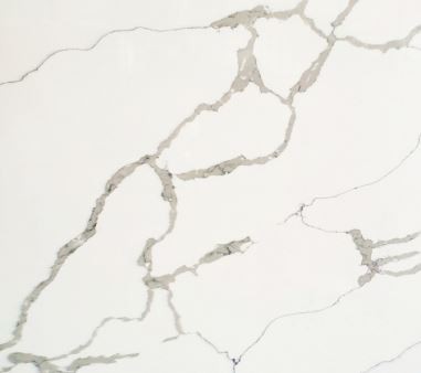 White Engineered Calacatta Quartz Slab